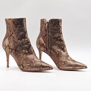 Gianvito Rossi Women Neutrals Gold Boots Animal Print Leather sz 10US 40EU